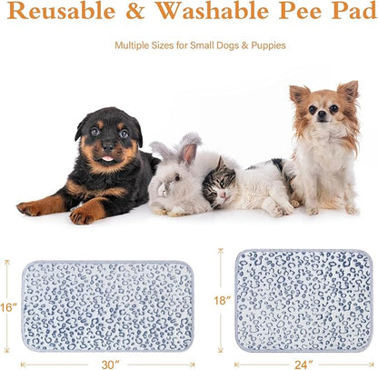 Qeils Reusable Puppy Pads, 2 Pack Washable Pee Pads for Dogs, Waterproof Non Slip Wee Wee pad, Absorbent and Leakproof Training Mats for Potty, Crate, Playpen, Bed, Sofa, 18"x 24"