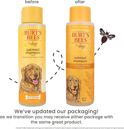Burt’s Bees for Pets Oatmeal Dog Shampoo with Honey, Soothing Dog Shampoo for Itchy and Sensitive Skin, pH Balanced Formula That Gently Cleans and Moisturizes Dog Coats, 16 Fl Oz