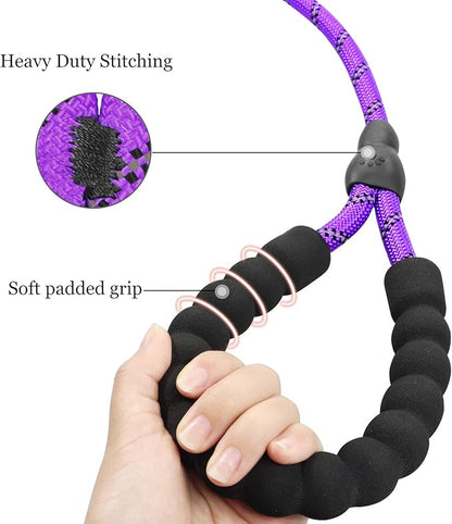 TagME 6ft Slip Dog Lead, No Pull Reflective Training Leash with Padded Handle, Professional Rope P-Leash for Small Medium Large Dogs, Heavy Duty Correction Lead for Walking & Training (Purple)