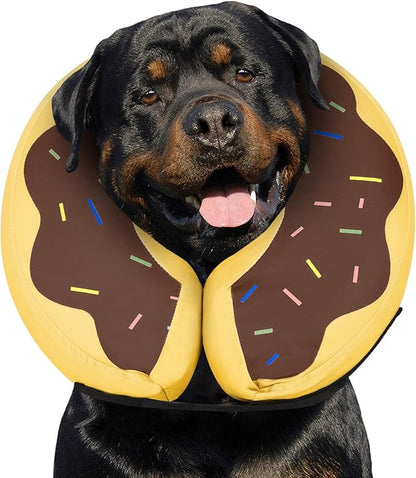 MIDOG Soft Inflatable Dog Cone, Donut E-Collar Alternative for After Surgery, Prevents Licking, Allowing Normal Eating & Vision, Comfortable Recovery Collar for Small Medium Large Dogs & Cats,Brown-XL