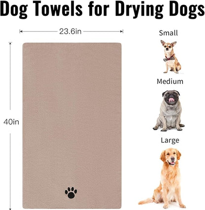 Puomue Microfiber Dog Towels for Drying Dogs, Super Absorbent and Soft Pet Grooming Towel, 40 Inch X 23.6 Inch, Perfect for Large, Medium or Small Dogs (Camel, 40"X23.6" - 1pack)