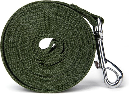 Strong Durable Nylon Dog Training Leash, 1 Inch Wide Traction Rope, 6 ft 10ft 15ft Long, for Small and Medium Dog (Military Green, 15 Feet)