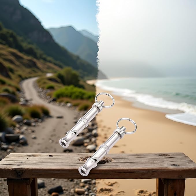 2Pcs Silver Adjustable Ultrasonic Dog Whistle,Portable Whistle Pet Whistle Supersonic Whistle Dog Whistles for Pet Training，Training and Behavior Aids，Dog Whistles