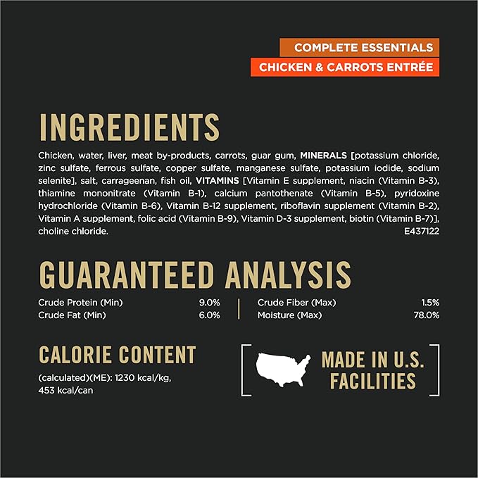 Purina Pro Plan Grain Free Complete Essentials Classic Pate Dog Food, Chicken and Carrots Entrée - (Pack of 12) 13 oz. Cans
