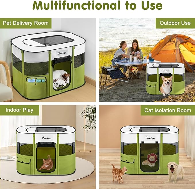 Dog Playpen, Portable Pet Playpen Cat PlayPens, 600D Oxford Dog Kennel Tent Crate, Waterproof&Breathable, Indoor Outdoor Travel Camping Use for Medium/Large Breed with Carrying Case+Folding Bowl(M)