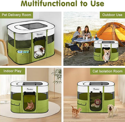 Dog Playpen, Portable Pet Playpen Cat PlayPens, 600D Oxford Dog Kennel Tent Crate, Waterproof&Breathable, Indoor Outdoor Travel Camping Use for Medium/Large Breed with Carrying Case+Folding Bowl(M)