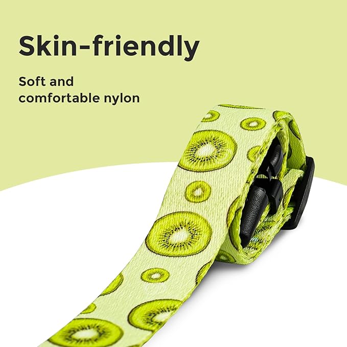Kazazoo Dog Collar Cute and Soft Nylon Puppy Collar for Boy and Girl, Adjustable Dog Collars for Medium Large Dogs, Kiwi Fruit-L