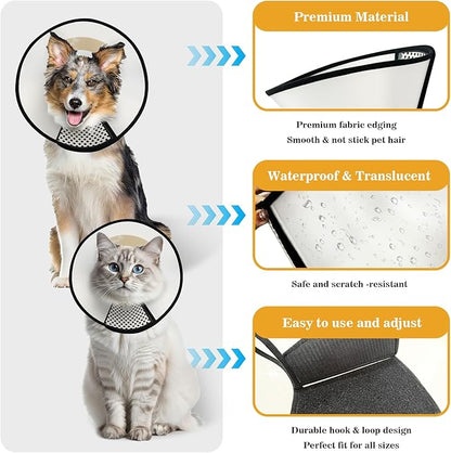 Pet Dog Cone Collar After Surgery, Adjustable Plastic Pet Recovery E-Collar for Dogs Cats, Soft Breathable Surgical Elizabethan Dog Neck Cover for Prevent Biting and Stop Licking Wound Large