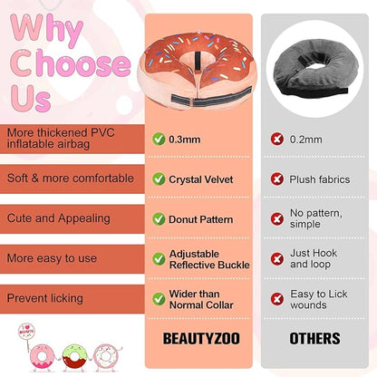 BEAUTYZOO Dog Cone Alternative After Surgery for Large Medium Small Dogs, Soft Inflatable Cone Collar for Dogs Cats, Dog Neck Donut E Collar Dogs Recovery Collar to Stop Licking, Chocolate Brown, XL