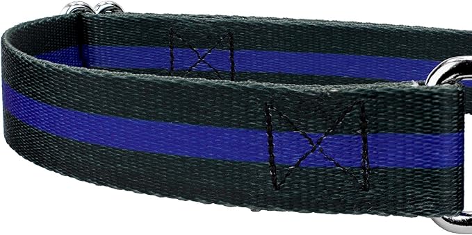Country Brook Petz - Thin Blue Line Martingale Dog Collar and Leash - Camouflage Collection Featuring Rugged Designs (5/8 Inch, Small)
