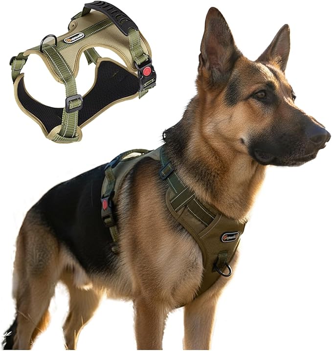L Size Tactical Dog Harness No Pull Adjustable Pet Vest Collars with Handle and Reflective Trim, Training Harnesses for Boy and Girl Large Dogs and Medium Small Size Pet