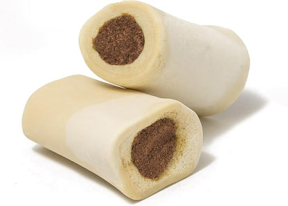 Cadet Stuffed Shin Bone, Long-Lasting Dog Chew Bones for Aggressive Chewers, High Protein Filled Bone Dental Chew for Dogs, Chicken Flavor Filling, 3-4" for Small Dogs