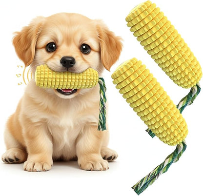 2 Pack Corn Dog Chew Toys for Small Dog Toys & Puppy Toys – Durable Dog Toys for Teething, Puppy Teething Toys with Squeaker, Dog Toys to Keep Them Busy, Chew Toys for Dogs