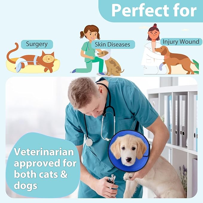 Dog Cone for Small, Medium, and Large Dogs and Cats, Soft Cone for Dogs After Surgery, Lightweight Leathaire Recovery Cone Collar to Stop Licking and Scratching (Black, 3(Neck:7.75-9.5"))