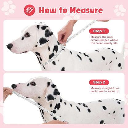 Avont Dog Cone Alternative, Adjustable Soft Comfy Foldable E Cones for Medium Large Dogs After Surgery, Escape-Proof Elizabethan Collar for Surgical Wound Recovery Stop Licking -Strawberry(M)
