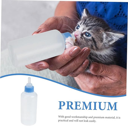 3Pcs Pet Feeding Bottles for Puppies and Kittens Leak Resistant Nursing Milk Feeders Portable Small Animal Nursing Bottles for Newborn Pets Blue