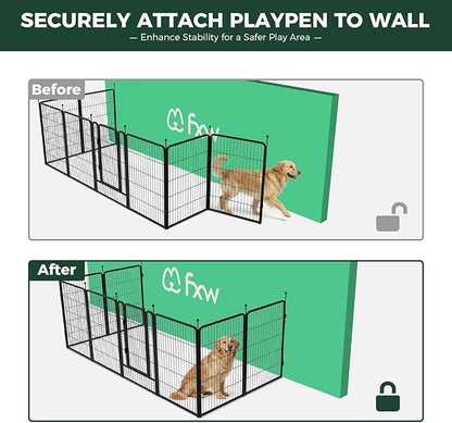 FXW Rollick Dog Playpen with Anchor Kit (Pack of 4) – 40 Inch 8-Panel Dog Pen for Large Dogs, Stable & Safe Indoor/Outdoor Play│Patented
