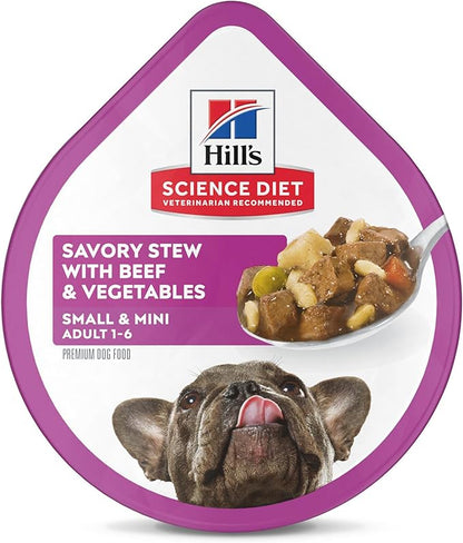 Hill's Science Diet Adult 1-6 Small & Mini Wet Dog Food, Beef & Vegetables, 3.5 oz. Trays, 12-Pack