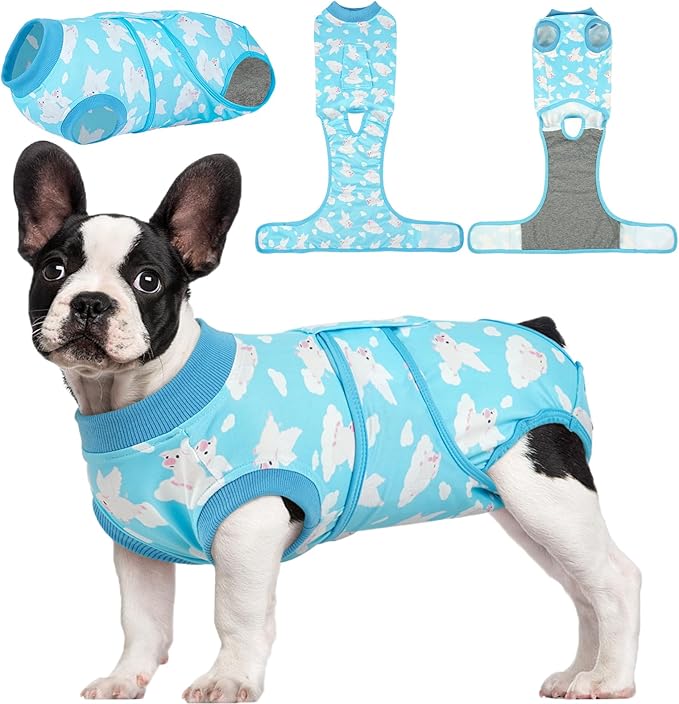 Kuoser Recovery Suit for Dogs Cats After Surgery, Professional Pet Recovery Shirt Dog Abdominal Wounds Bandages, Substitute E-Collar & Cone,Prevent Licking Dog Onesies Pet Surgery Recovery Suit