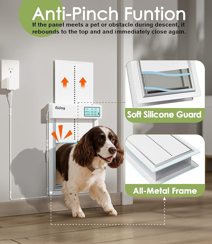 Automatic Dog Door for Wall with Sensor Collars, Large Smart Pet Door for Wall, Custom Scheduling & Anti-Pinch, Fits Large Dogs up to 100 lbs (L)