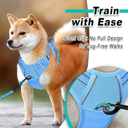 BARKBAY Dog Harness No Pull Mesh for Large Dogs - Adjustable, Reflective, Comfortable, No Choke, Heavy-Duty - Perfect for Outdoor Training, Walking, and Hiking-Strong & Durable- XL & Blue Mesh