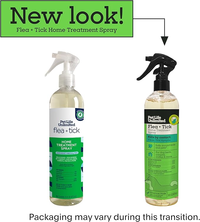Pet Life Unlimited Flea & Tick Spray for Home, 16 oz, Plant-Based Indoor Prevention and Treatment for Dogs, Kill & Repel Fleas, Ticks & Eggs, Protection for Carpet, Furniture & Bedding