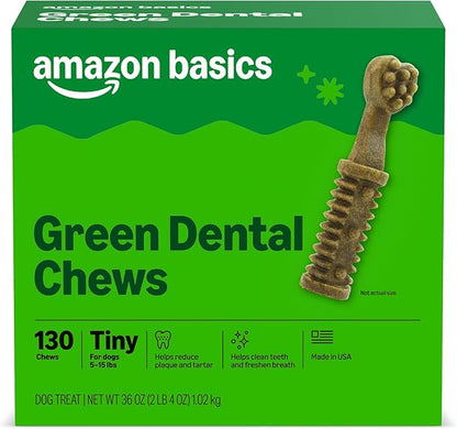 Amazon Basics Dental Dog Treats to Help Clean Teeth & Freshen Breath - Tiny (5-15 lbs), Unflavored (Previously Wag)