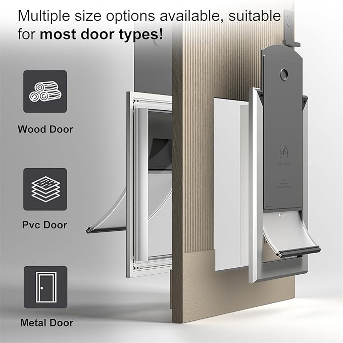 MAVRICFLEX Heavy Duty Dog Door for X-Large Dogs Up to 220LBS, Aluminum Frame Dog Door with Double Sliding Panel and 2 Soft Flaps, Easy to Install, Extra-Large, Matte Silver
