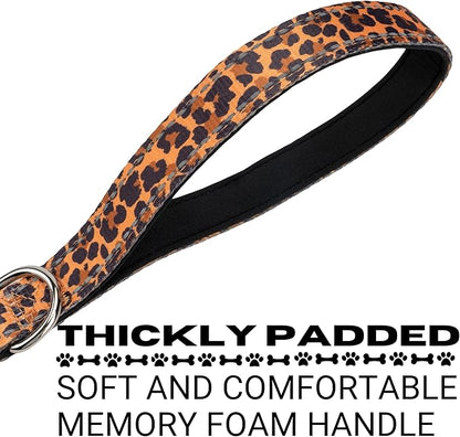EcoBark Dog Leash - Soft & Reflective Comfort Leash with Padded Handle - Safe, Strong. & Durable for Small, Medium or Large Dogs (Cheetah)