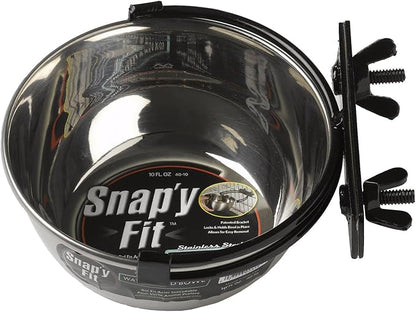 MidWest Homes for Pets Snap'y Fit Stainless Steel Food or Water Bowl, Holds 10 Ounces, Mounts to Wire Crates, No-Tip Design, Rust-Resistant, for Small Dogs and Cats