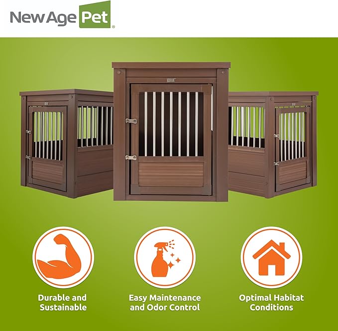 New Age Pet ECOFLEX InnPlace Dog Crate & End Table, Indoor Furniture Style Pet Kennel for Small, Medium, Large & XL Dogs, Durable Composite, Russet Brown, Large