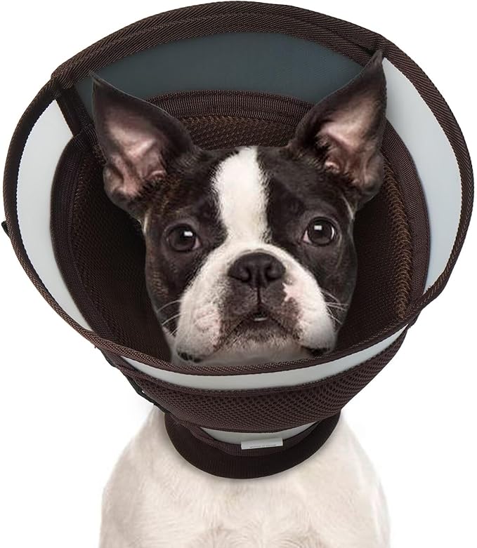 Soft Dog Cone for Dogs After Surgery,Foldable Dog's Cone Collar,Adjustable E Collar Alternative to Stop Licking,Pet Cones for Dog,Doggy Surgery Collar,Dogs Recovery Collars & Cones,Brown,M