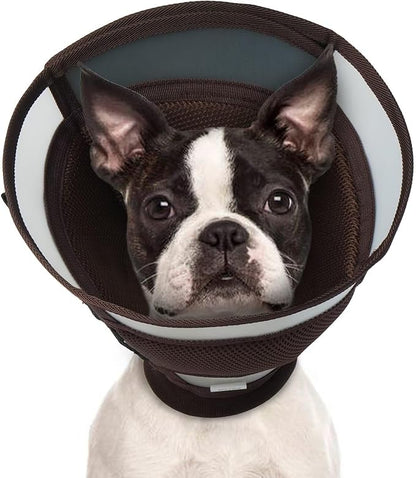 Soft Dog Cone for Dogs After Surgery,Foldable Dog's Cone Collar,Adjustable E Collar Alternative to Stop Licking,Pet Cones for Dog,Doggy Surgery Collar,Dogs Recovery Collars & Cones,Brown,M