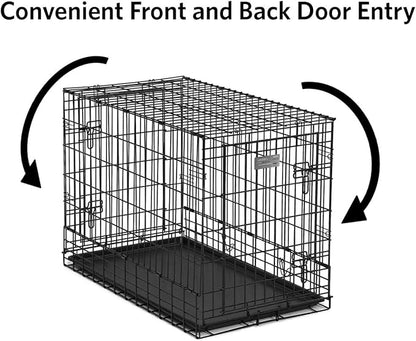MidWest Homes for Pets Solutions Series Side-by-Side SUV Dog Crate, Double Door Folding Metal Cage Designed to Fit in SUVs & Vans, for Dogs up to 70 Lbs