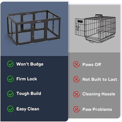 Jalove Acrylic Dog Playpen Indoor, 24“ H Plastic Pet Playpen with Door, Clear Pet Play Pen for Puppy Cat Rabbit Ferret, Easy Assemble Dog Pen, Preferable for Small Cage, Black 10 PCS