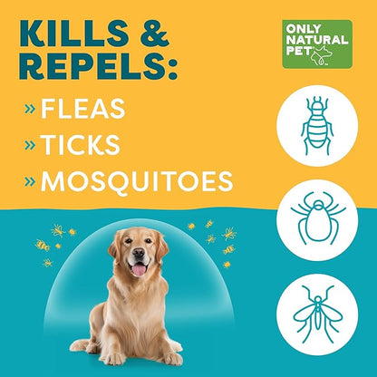 Only Natural Pet Flea and Tick Control for Large Breed Dogs (Over 40 lbs) - EasyDefense Flea & Tick Herbal Squeeze-On Drops - 3 Month Supply (L Sqz.)