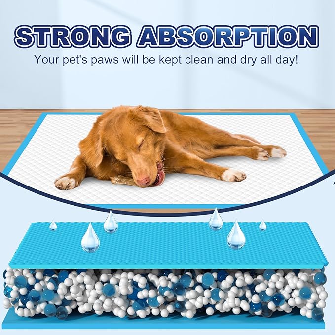 Puppy Pads 50 Pack, 34"x28" Extra Large Dog Pee Pads Thicker Disposable Dog Training Pads Super Absorbent & Leak-Proof, xl 6-Layer Quick-Dry potty Training Pads for doggie, Cats, Rabbits, Pet Supplies