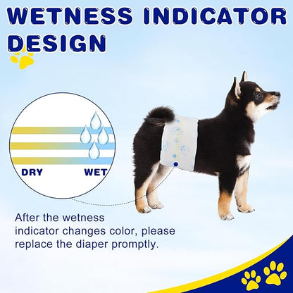 XPCARE 50 Count Disposable Male Dog Diapers, Male Dog Wraps,Super Absorbent Leak-Proof Fit (Medium)