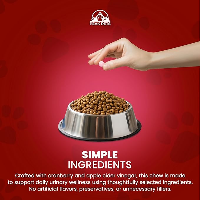 Cranberry Supplement for Dogs UTI Treatment (120 Chews) Dog Urinary Tract Support for Kidney & Bladder Health - Cranberry Relief Supplement for All Ages, Breeds & Sizes - Chicken Flavor - USA Made