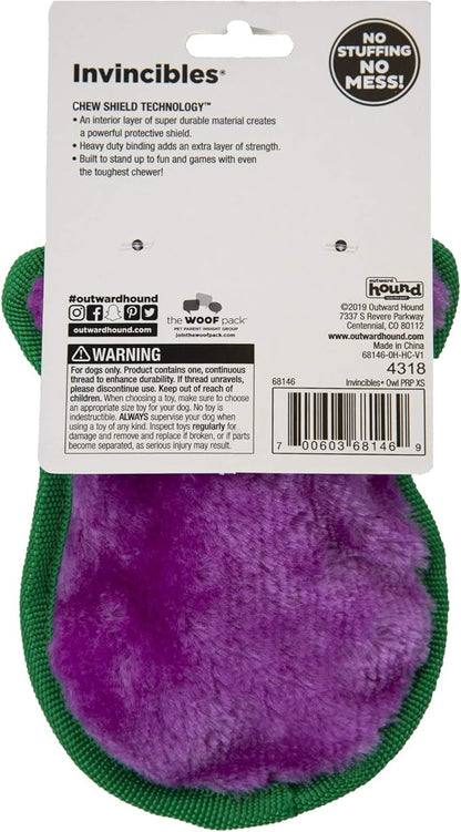 Outward Hound Durablez Minis – Squeaky Plush Dog Toy, No Stuffing for Less Mess, Interactive & Tough, Jumbo Squeaker, Puppies & Small Dogs, Owl, 5.8", (Pack of 2)