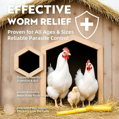 Natural Chicken Dewormer Powder - Chili Flavor | All-Natural Poultry Worm Treatment for Hens & Birds | Easy-Mix Feed Supplement | Safe for Eggs | No Withdrawal (1LB Pouch)