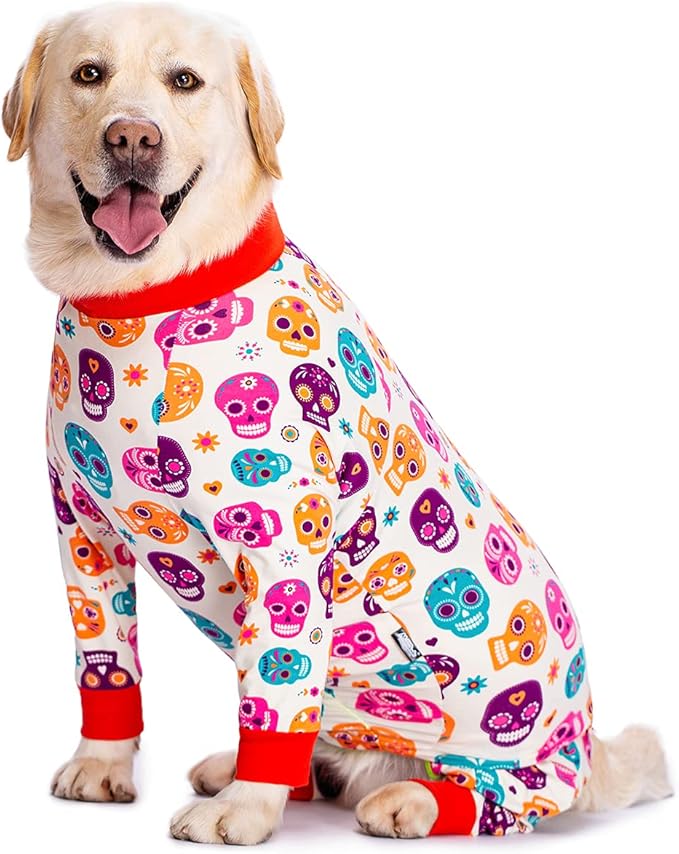Halloween Dog Recovery Suit for Dogs After Surgery Onesie Anti Shedding Suit,Funny Skull Print Large Dog Bodysuit After Surgery Wear Female Male Abdominal Wounds Spay or Skin Diseases