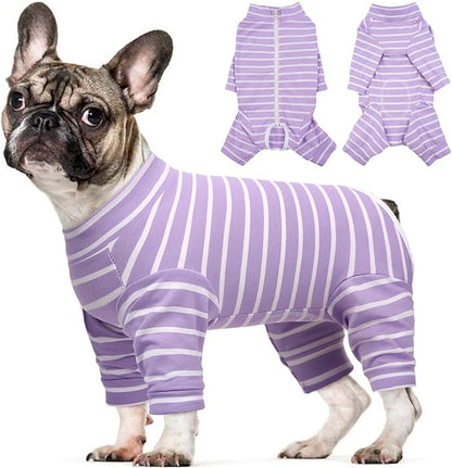 Kuoser Recovery Suit for Small Dogs After Surgery, Long Sleeve Dog Surgery Recovery Suit, Purple XS