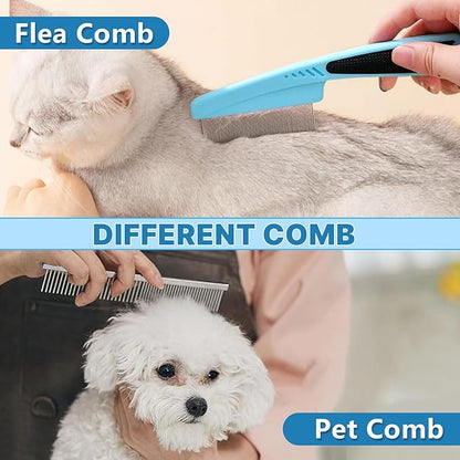 Dog Brush Dog Grooming Kit 7PCS Dog Brush for Shedding-Dog Brushes for Grooming, Dematting Comb for Dogs, Cat Nail Clipper with Nail File, Flea Comb, Pet Comb, Pet Bath Brush-Blue