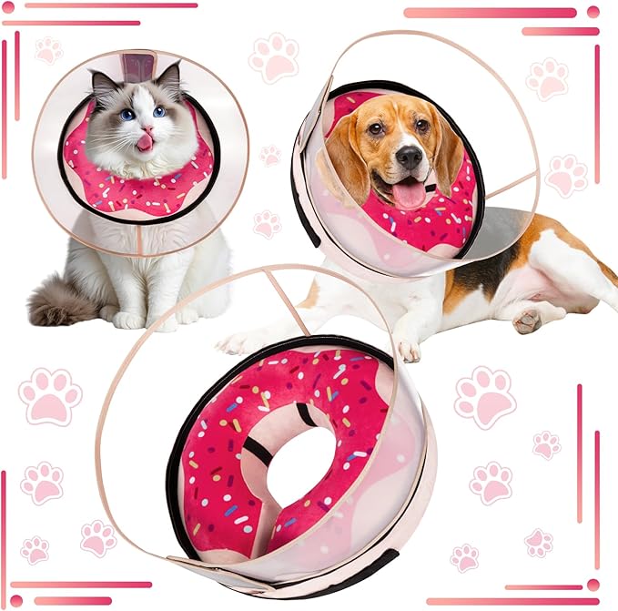 CNEO Inflatable Dog Cone Collar with Detachable Enhanced Anti-Licking Shield, Soft Neck Donut Collar for Dogs After Surgery, Adjustable Dog Cone Alternative for Large Medium Small Dogs & Cats