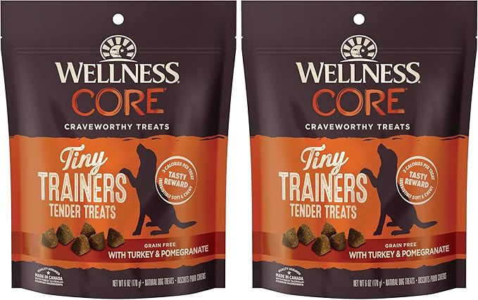 Wellness CORE Tiny Trainers Dog Treats,Natural,Training Treat,Grain Free,Turkey & Pomegranate (6 Ounce Bag),(Pack of 2)