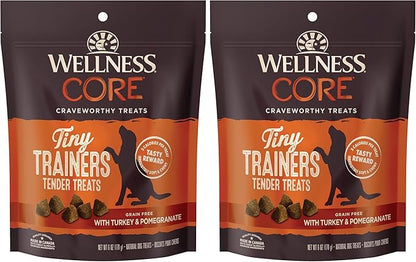 Wellness CORE Tiny Trainers Dog Treats,Natural,Training Treat,Grain Free,Turkey & Pomegranate (6 Ounce Bag),(Pack of 2)