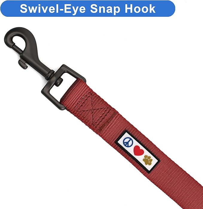 Pawtitas Solid 6 ft Marsala Dog Leash XS/S Custom Name and Phone Embroidery Strong Nylon Leash for Small Breeds