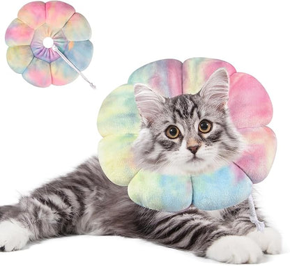 Dog Cat Surgical Recovery Cone Dog Protective Collar, Pet Recovery E-Collar Soft Neck Cone to Stop Licking Wound for Cats & Kittens Small Dog After Surgery (Pinkblue, S)