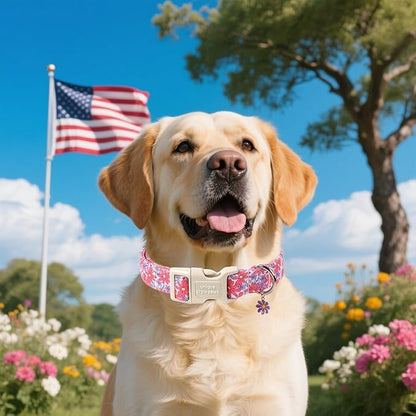 Unique style paws Dog Collar Plastic Buckle with Pendant Puppy Collar for Spring Summer Purple Flower for Small Medium Large Boys Girls Dogs